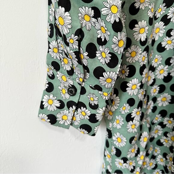 Sandro Angele Ruched Printed Mini Linen Blend Mini Dress S - Picture 13 of 15